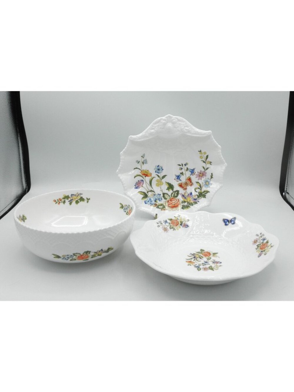 Cottage Garden by Aynsley Serving Lot Clyde Centerpiece - Fan Tray- 7 Inch Bowl